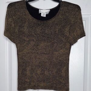 Chic Black and Tan Short Sleeve Top